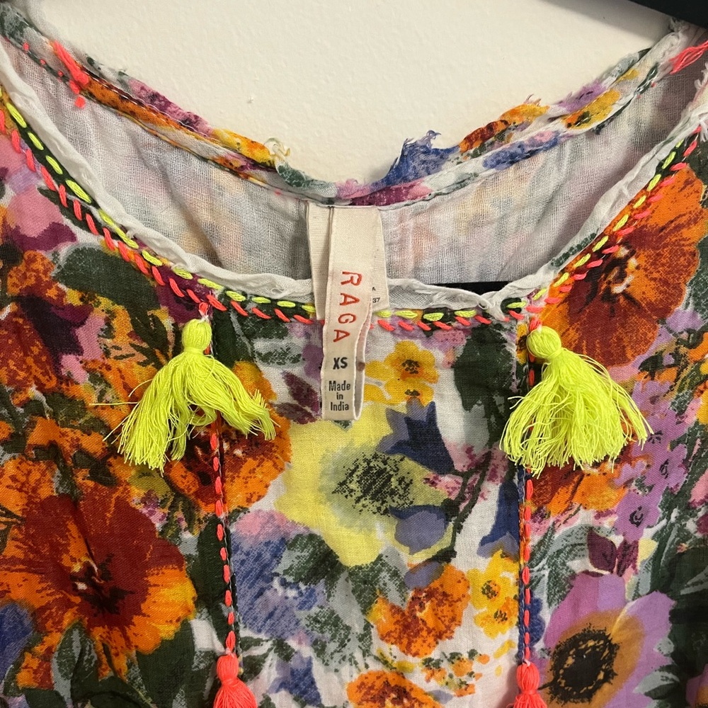 Anthro. RAGA Floral Swing Sleeveless Blouse, XS - Picture 8 of 11